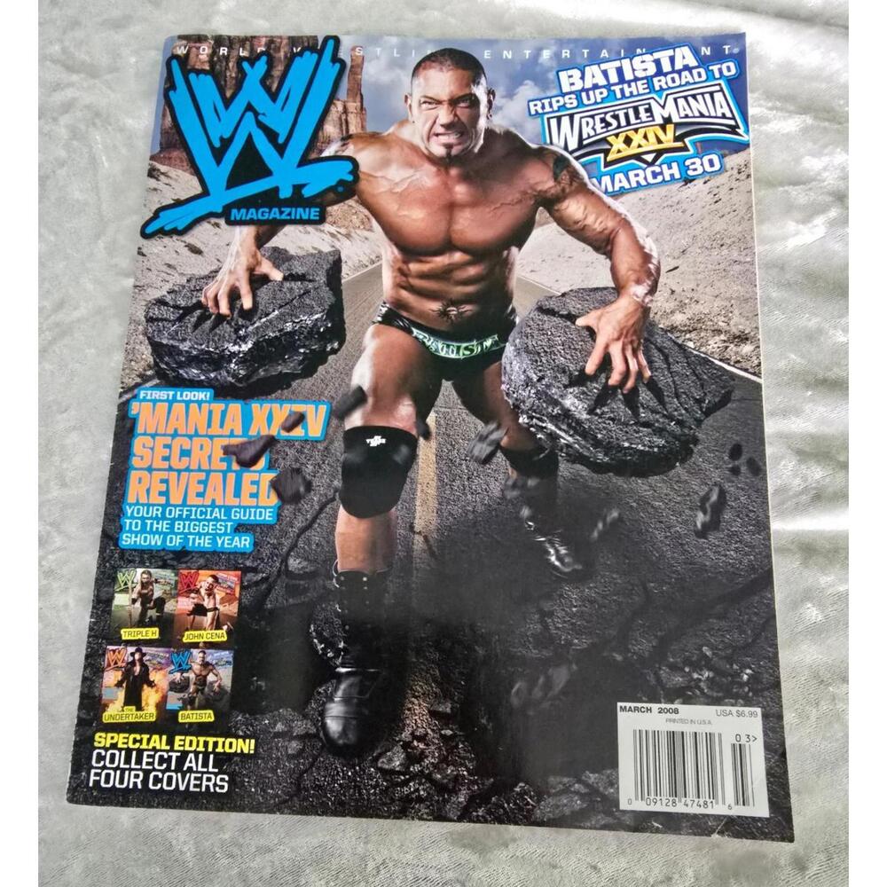 WWE Magazine 2008 Batista Rips up the Road to Wrestle Mania